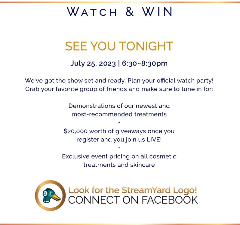 Watch & Win Tonight! Join us on Facebook Live at 6:30pm
